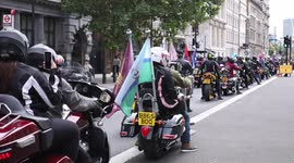 National Veteran's Day of protest 2021 - 2000 motorbikes race through central London past 10 Downing Street