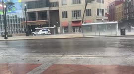 Glass walls at New Orleans bus stop shatter from powerful Hurricane Ida winds