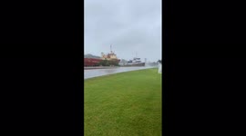 Hurricane Ida: Fierce Winds Push 2 Large Boats Along Waterway In Larose, LA