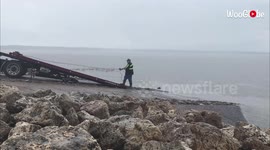 'Truck Fully Submerged in Water Following EPIC Boat Ramp Fail '