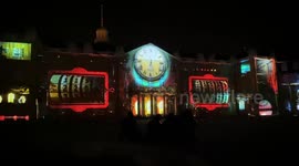 Karlsruhe light festival (SCHLOSSLICHTSPIELE). A projection of lights and music on a Palace in Karlsruhe, Germany