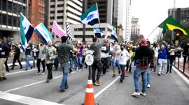 Protest against Bolsonaro on Avenida Paulista, Sao Paulo, Brazil