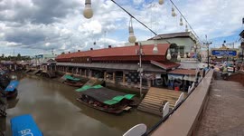 Popular canal floating market eerily deserted amid Covid-19 surge in Thailand (handheld view)