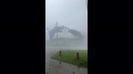 Dramatic moment Hurricane Ida tears off the roof of Louisiana agricultural centre