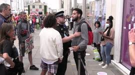 Tempers run high outside Brighton's new vaccination centre opening in town