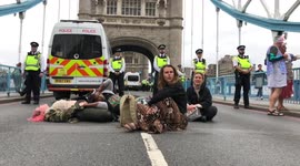 Extinction Rebellion blocks tower bridge, London, UK.
