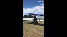 Hang-glider plummets down cliff during botched take-off