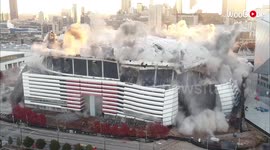 Dramatic drone footage of the demolition of Georgia Dome in Atlanta, USA