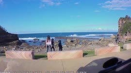 Dashcam footage shows dramatic moment Australian kids almost get crushed by HUGE rockfall