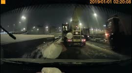 BRUTAL CRASH: Truck parked on the entrance to the highway causes driver to rear-end him