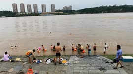 Residents Of Yichang, China Swim in the Yangtze River