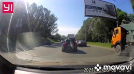 CARELESS DRIVER: Minibus doesn't see driver coming and pulls out into the side of him
