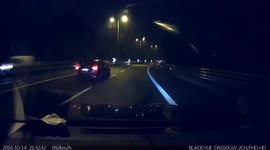 INSTANT KARMA: Speeding car loses control on the highway and spirals into guardrail (No audio)