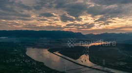 Sunset Glow of The Three Gorges Dam In Yichang, China