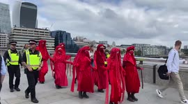 Extinction Rebellion 'Red Brigade' protesters escorted by London police
