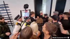 Anti-Vaccine Protestors Scuffle With Police At ITN Headquarters