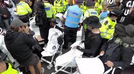 Extinction Rebellion blocks the gates to Downing Street