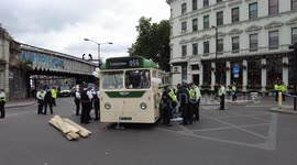 Extinction Rebellion protesters block major London Bridge junction with open-top bus