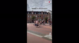 Cyclists hit the streets of Amsterdam in the nude for World Naked Bike Ride