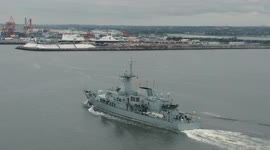 Irish Navy 75th Anniversary, LE Samuel Beckett arrives for the Ceremony