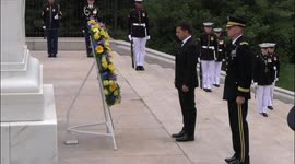 President of Ukraine participates in a wreath-laying at Arlington National Cemetery