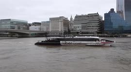 uber boat docks on the river Thames London bridge 30/august/2021