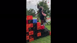Viral milk crate challenge claims another victim in this hilarious clip