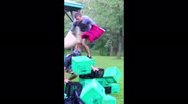 This group attempt the milk crate challenge and it goes very wrong