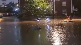 New Jersey local takes advantage of Storm Ida's rainfall by kayaking through submerged street