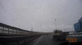 Motorist escapes serious injury as vehicle slams into cars on Russian highway