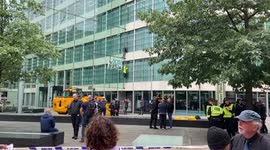 HS2 protesters scale insurance firm offices in London