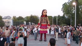 Giant puppet 'Little Amal' raises awareness for refugees in Athens