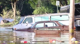 Floodwaters in Bridgeport, PA leave vehicles swamped near Schuylkill River