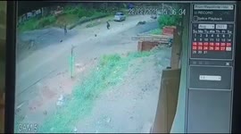 Bikers spring to their feet moments after high-speed collision in western India