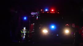 Side View of a Fire Truck at Night in Bloomington MN at Hampshire hills apartments