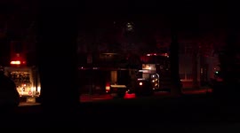 Side View of a Fire Truck at Night in Bloomington MN at Hampshire hills apartments