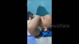 funny and smart baby imitate his father sound