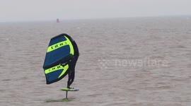 Man seen trying new sport of 'wing foiling' in Kent, UK