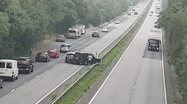 Boat trailer crash on A38 Exeter-bound:Vehicle hit central barrier and trailer jackknifed