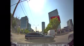 Drivers demonstrate why squeezing through a gap in traffic can be a VERY bad idea