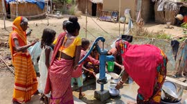 Funny village lady feel down with water port in village