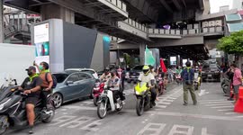 Hundreds of cars join anti-government rally in Bangkok, Thailand