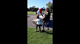 Gender reveal ends up with ecstatic dad cartwheeling into daughter