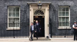 UK PM Boris Johnson leaves 10 Downing Street to make a statement on Afghanistan as parliament returns from summer recess