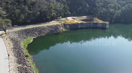 Aerial view of the Paulo de Paiva Castro Dam, also known as the Juqueri Dam in State of São Paulo, Brazil