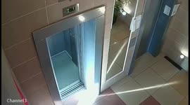 The dog almost died because of the leash stuck in the door of the elevator