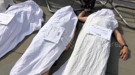 Grave warning: Extinction Rebellion protesters have a 'die-in' outside of Parliament