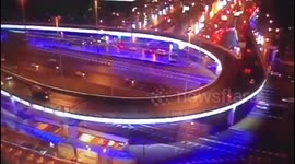 In Moscow, a truck fell from an overpass onto avenue