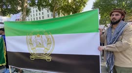 Afghans stage a protest outside Downing Street after Taliban claimed to have taken Panjshir Valley