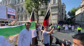 Afghans stage a protest outside Downing Street after Taliban claimed to have taken Panjshir